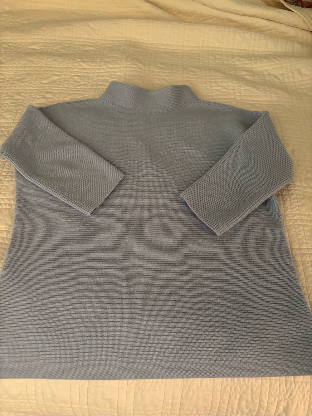 Lands' End Sky Blue Ribbed Mock-Neck Sweater